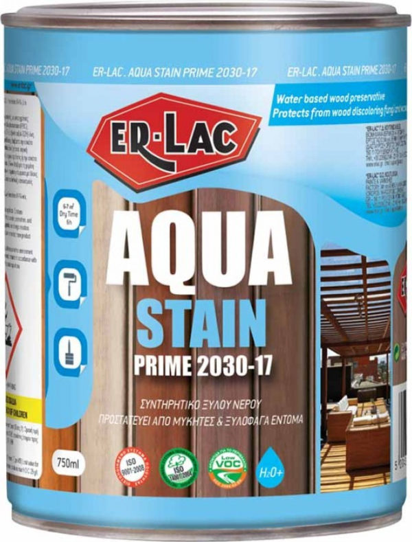 ER-LAC Aqua Stain Prime Συντηρητικό Ξύλου Νερού Άχρωμο Σατινέ